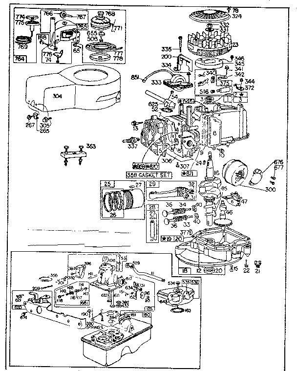 Replacement Parts Diagram and Parts List for 110908 0570-01 - 0570-01 Briggs and Stratton Engine